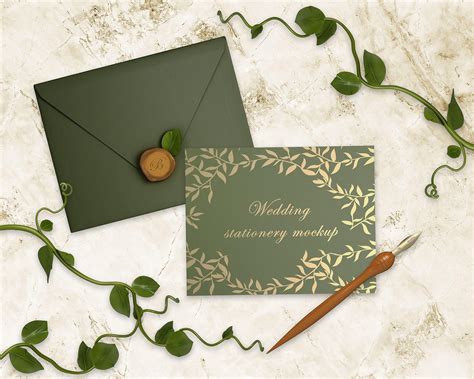 Download Invitation Card Mockup set with cotton and branches